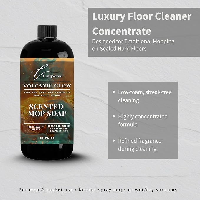 Lapew Volcanic Glow Scented Mop Soap - Luxury Floor Cleaner Concentrate for Mopping Tile, Laminate, Vinyl & Hardwood | Streak-Free, Low-Foam | 36 oz