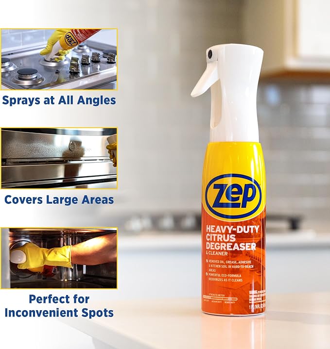 Zep Heavy Duty Citrus Degreaser and Cleaner Mist -16 fl oz ZUCIT20 - Removes Oil, Grease, Adhesive & Kitchen Soil, In Hard-To-Reach Areas, (Pack of 2)