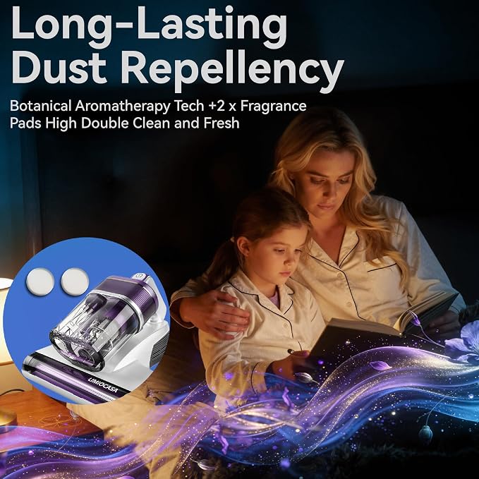 Bed Vacuum Cleaner 18KPa & 500W Powerful Suction, Visible Dust Sensor, 149°F Heat & UV-C Light, Mattress Deep Cleaning with HEPA Filter for Bed Couch Carpet (Corded)
