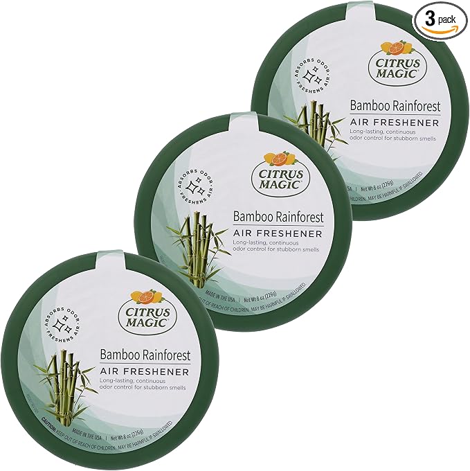 Citrus Magic Solid Air Fresheners, Bamboo Rainforest, 8 Ounce, Pack of 3 | Odor Absorbing, Passive Diffusion, Odor Elimination Up to 4 Weeks Each, Ideal for Home