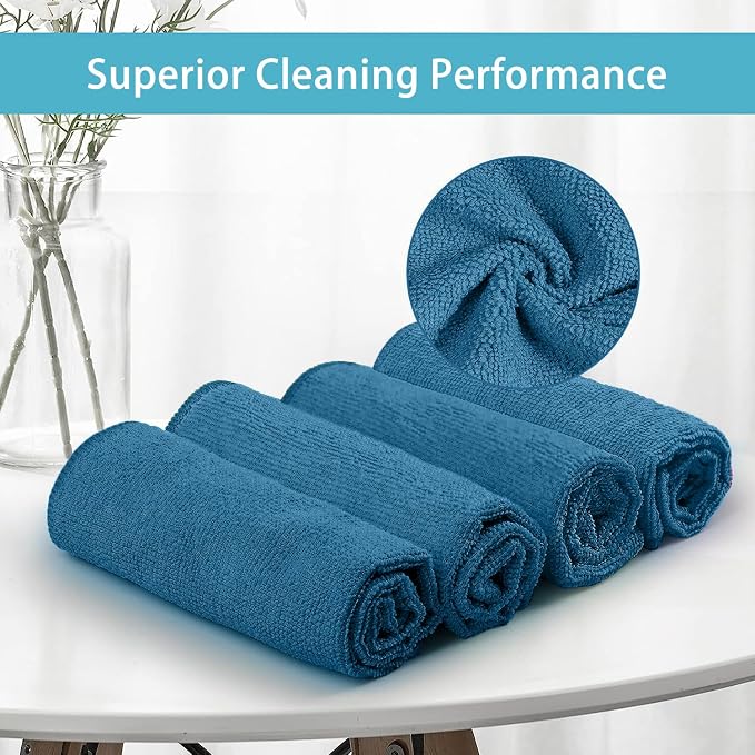 HOMEXCEL 50PK Microfiber Cleaning Cloth, Cleaning Rag for Home, 11.5x11.5in | Reusable, Lint Free, Scratch-Free and Highly Absorbent Towels for Kitchen, Window and Glass, Cars, Navy Blue