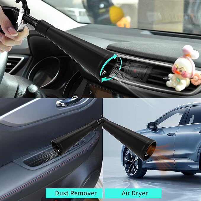GOCCIDA Car Dry Cleaning Gun Tornado Air Blow Gun | Car Detailing Kit Interior Cleaner,Car Detailing Tools for Car Quickly Blasts Dirt and Dust with Nozzle and Dusting Brush