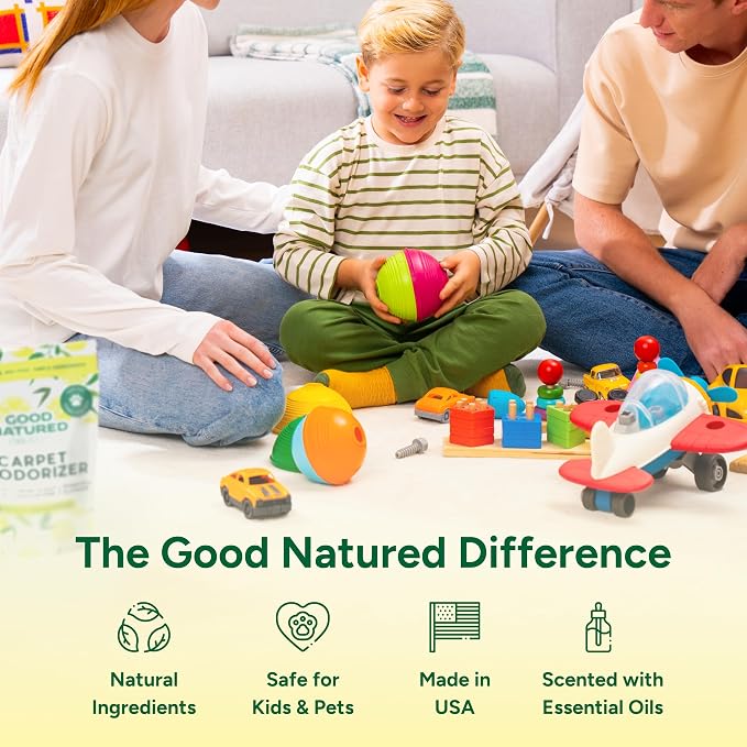 Good Natured Brand | Carpet Deodorizer & Freshener Powder | 31 oz Pet Odor Eliminator for Strong Odor & Pet Urine | Fresh Natural Lemon Scent | Safe for Homes with Pets