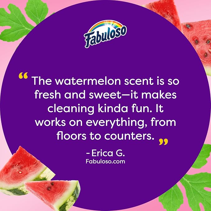 Fabuloso Multi-Purpose Cleaner and Floor Cleaner, 2X Concentrated Formula, Long-Lasting Freshness, Watermelon Scent, 56 fluid ounces