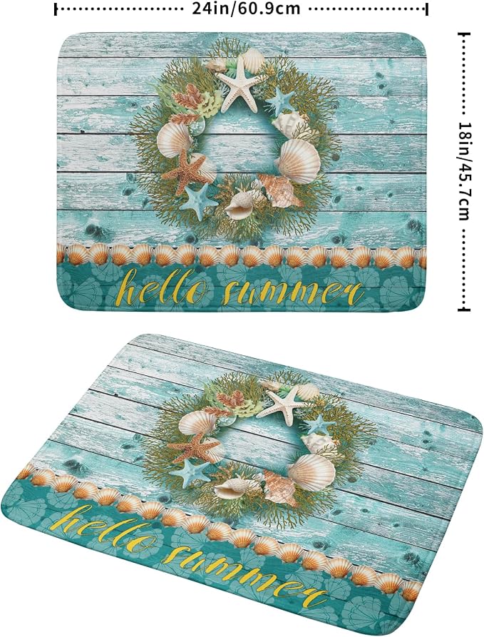 Coastal Wreath Dish Drying Mat 18x24 inch Starfish Shell Absorbent Microfiber Dish Rack Mats Drainer Pad Kitchen Countertop Accessories