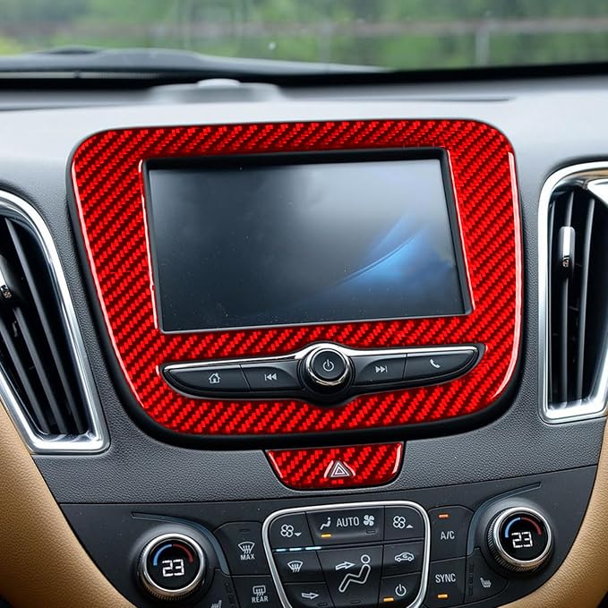Real Carbon Fiber Trim for Chevy Malibu 9th Gen Accessories | for 2016-2018 Navigation Display Panel Cover Sticker Interior Thick Overlay Decal