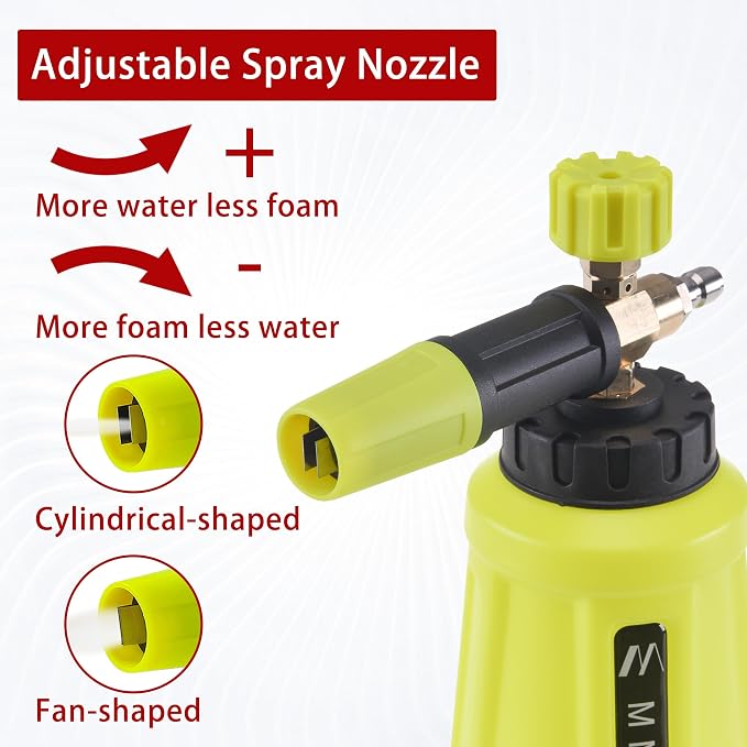 M MINGLE High Pressure Washer Gun Snow Foam Lance, 4000 PSI, 1 Liter | Foam Blaster with 1/4" Quick Connector, Car Wash Foam Cannon Kit with 5 Nozzle Tips & M22 Adapter, Generates Thick Foam