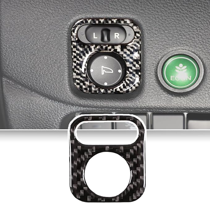 Car Door Rearview Mirror Adjustment Button Frame Sticker for Honda Pilot 2016-2022/Ridgeline 2017-2023/Passport 2019-2023, Rearview Mirror Adjustment Switch Panel Trim Cover, Carbon Fiber, Black