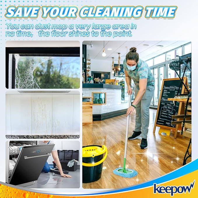 KEEPOW Reusable Dry Sweeping Cloths Microfiber Wet Pads Compatible with Swiffer Sweeper Mop and Sweep & Mop Deluxe, Replacement Mopping Pad Refills for Hardwood Floor Cleaning (2 Pack)