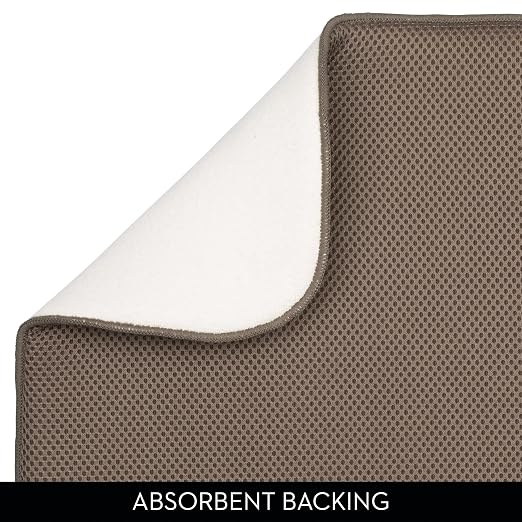 InterDesign iDry Kitchen Mat, 24 x 18 - Extra Large, Mocha/Ivory | For Kitchen Counter, Absorbent, Quick-Drying