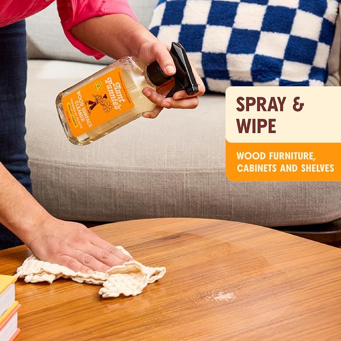Aunt Fannie's All Purpose Wood Spray Cleaner, Lemon, 16.9 oz, Pack of 3 | No-Wax Formula, Removes Dust & Grime, Safe for Tables Counters Shelves Walls & Cabinets, Child and Pet Safe, Made in USA