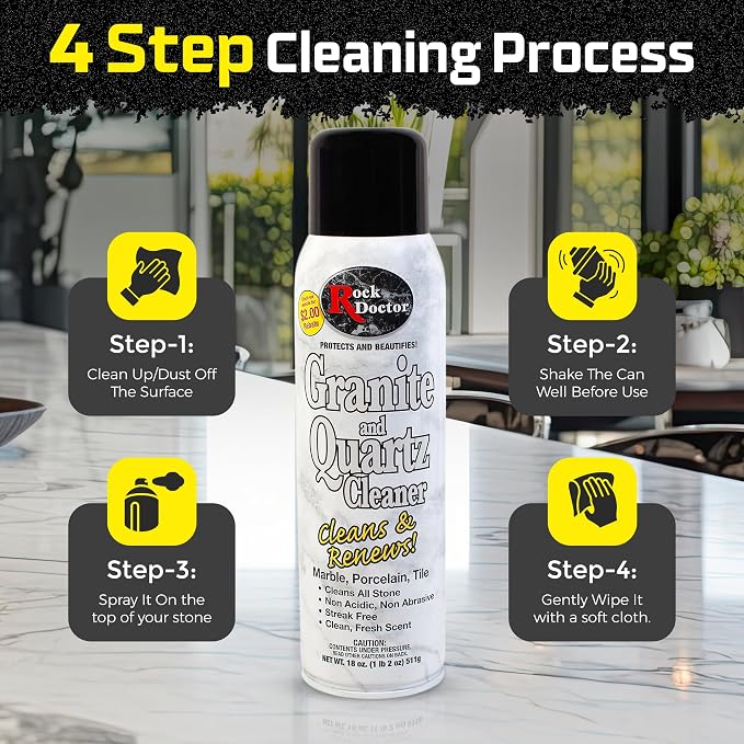 Rock Doctor Granite Cleaner - Cleans& Renews Surfaces - (18 oz) Surface Cleaner Spray, Granite/Marble Countertop Cleaner, Cleaning Spray for Vanity, Table Top, Kitchen Counters, Stone Surfaces