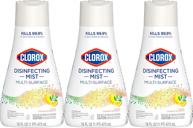 Clorox Disinfecting Mist, Lemon Orange Blossom, Disinfecting Refill, 16 Fluid Ounces, Pack of 3