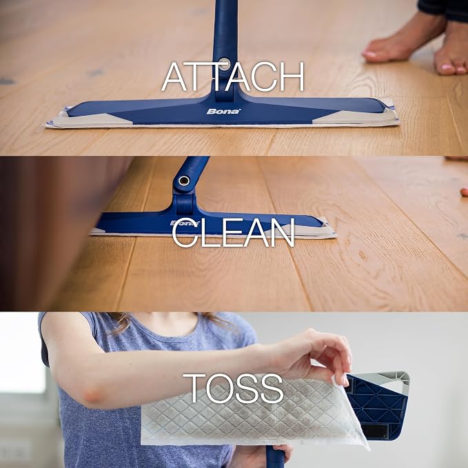 Bona Hardwood Floor Disposable Wet Cleaning Pads - unscented - Use Mops - Residue-Free Floor Cleaning Solution for Wood Floors 12 Count (Pack of 2)