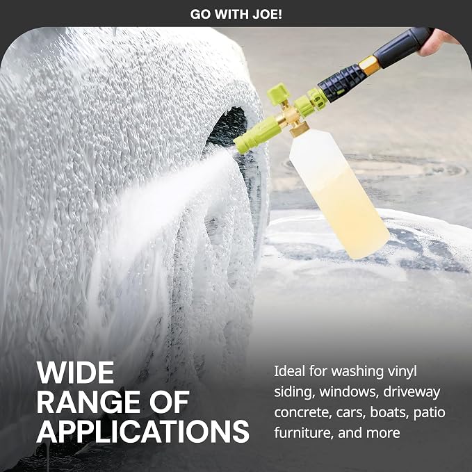 Sun Joe 34 oz Foam Cannon for SPX Series Pressure Washers with Foam Soap Spray Canno, Adjustable Knob, Quick-Connect Fitting, and 34 oz Bottle