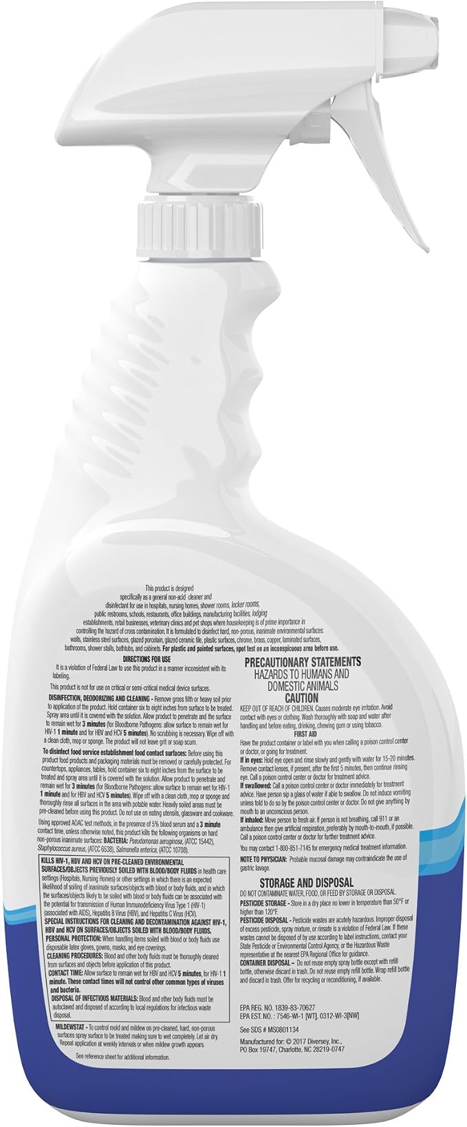 VIREX Diversey All Purpose Disinfectant Cleaner, Spray, 32 oz, 8 Pack