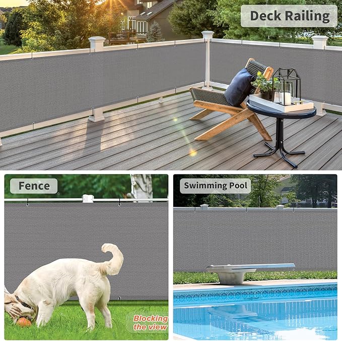 LOVE STORY 2.5' x 10' Balcony Privacy Screen Cover for Apartment, Dark Grey | HDPE Fabric, 95% UV Block, Fence Cover for Patio Deck, Railing Screen for Porch, Privacy Protective, Custom Size Available