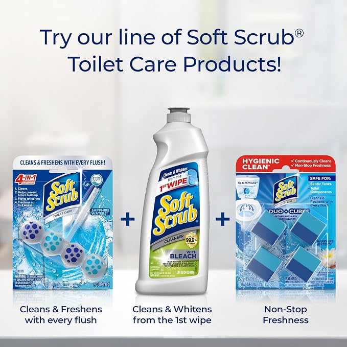 Soft Scrub 4-in-1 Rim Hanger Toilet Bowl Cleaner,Sapphire Waters,(Pack of 12)