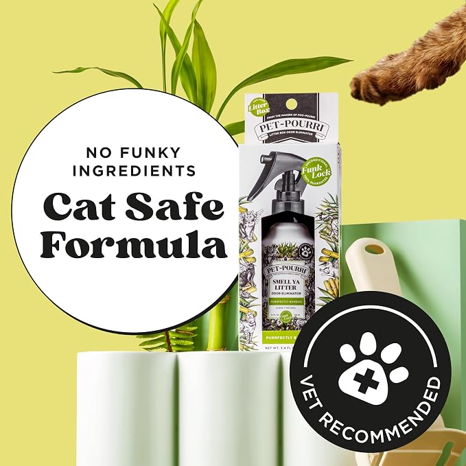 Pet-Pourri Smell Ya Litter Cat Litter Deodorizer Spray, Purrfectly Bamboo 3.4 Fl Oz, Up to 170 Uses,Pet Odor Remover Essential Oils Air,Carpet,Urine,Vet Recommended, Bergamot Bamboo Scent,(Pack of 2)