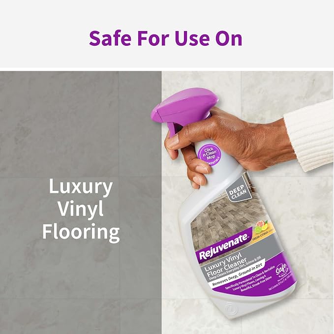 Rejuvenate Luxury Vinyl Floor Cleaner Gently Cleans And Revitalizes Luxury Vinyl Floors, 32 Ounces | No-Streak Formula Deep Cleans Dirt, Grime & Oil; Use with Rejuvenate Click n Clean Spray Mop, Safe For Pets & Kids