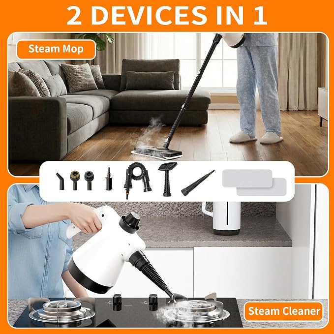 Steam Mop, Detachable Steam Cleaner 16-in-1 Lightweight Handheld Steamer for Hardwood Floors, Home, Tile, Clothes, Windows Cleaning