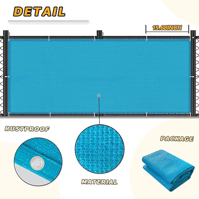 LOVE STORY 3' x 10' Balcony Privacy Screen Cover, Turquoise Blue | HDPE Fabric, 95% UV Block, Fence Cover for Patio Deck, Railing Screen for Porch, Privacy Protective, Custom Size Available