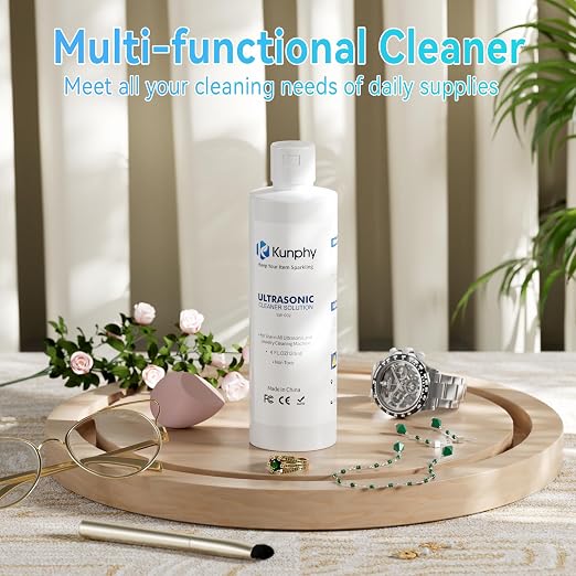 kunphy Jewelry Cleaner Solution -Ultrasonic Cleaner Solution for Gold, Silver, Platinum Diamonds and Non-Porous Precious & Semi-Precious Jewelry 4 oz(120ml) (Pack of 2)