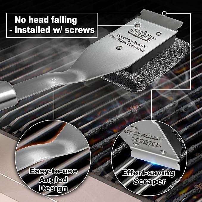 GRILLART Grill Brush Brsitle Free 1PCS Replacement Head