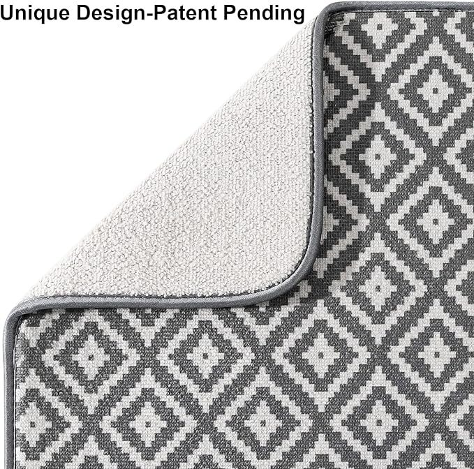 Dish Drying Mat for Kitchen 2 Pack, Ultra Absorbent Microfiber Dishes Drainer Mats by Subekyu,19.2 by 15.8 Inch(Rhombus)