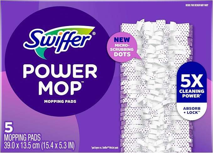 Procter & Gamble Swiffer PowerMop Multi-Surface Mopping Pad Refills, 5 Count Mop Heads