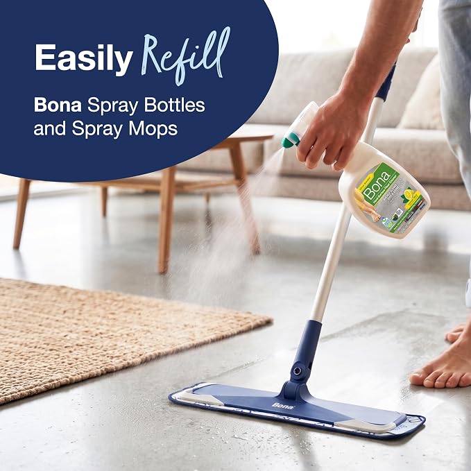 Bona Multi-Surface Floor Cleaner Concentrate, Lemon Mint Scent, 1 fl oz, Pack of 4 (Makes 128 fl oz) Spray Mop and Spray Bottle Refill – For Use on Stone, Tile, Laminate, and Vinyl Floors