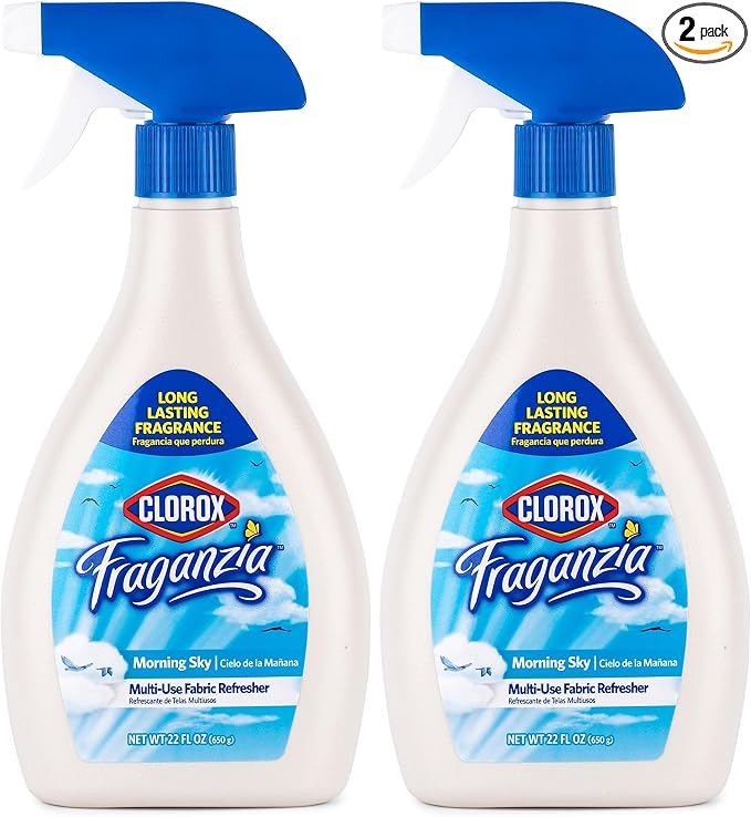 Clorox Fraganzia Refresher Spray 22oz Morning Sky | Multi-Use Fabric Refresher Spray in Morning Sky Scent | 22 Ounce Fabric Spray, Room Freshening Spray (Pack of 2)