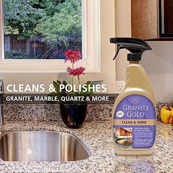 Granite Gold Clean and Shine Spray-Streak-Free Deep Cleaning & Polishing of Granite, Marble, Quartz, 24 Fl Oz (Pack of 1)