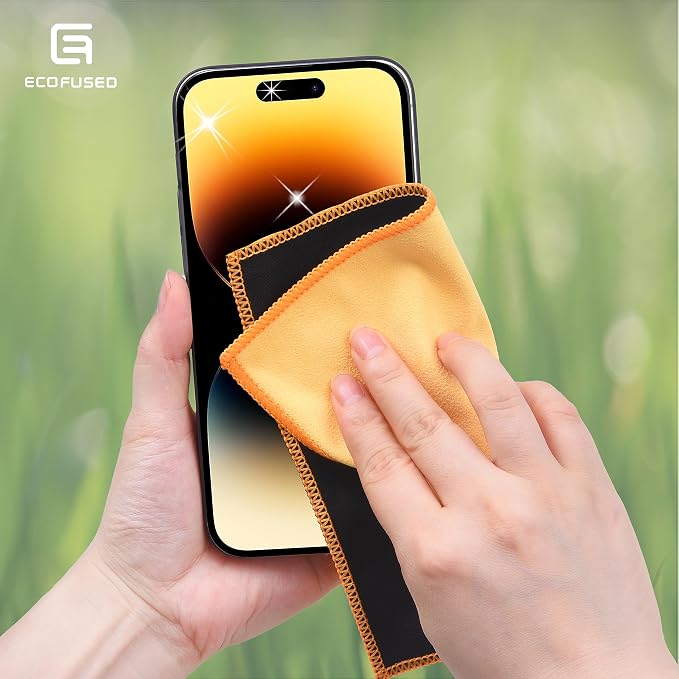 Eco-Fused Microfiber Cleaning Cloths Double-Sided - 5 Pack - 6.6 x 6.2 inch - Microfiber and Suede Cloth for Smartphones, LCD TV, Tablets, Laptop Screens, Camera Lenses (Yellow)