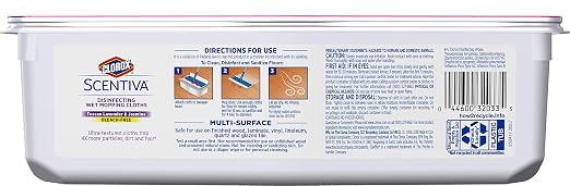 Clorox Disinfecting Wipes Clorox Scentiva Disinfecting Wet Mopping Pad Refills For Floor Cleaning, Tuscan Lavender & Jasmine, 24 Count
