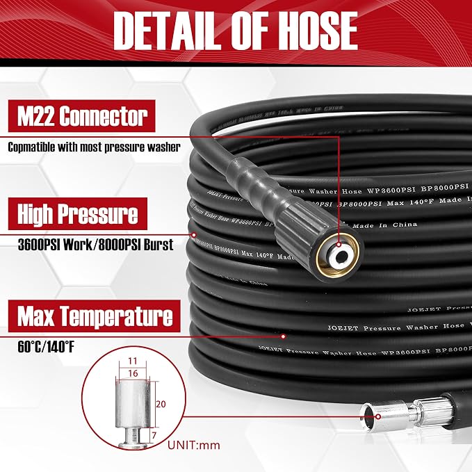JOEJET Pressure Washer Spray Gun and Hose 32FT, Extension Wand with Nozzles | Compatible with Some Portland Husky Black Decker Ford Pulsar ShopForce Taskforce Powerwasher Power Washer