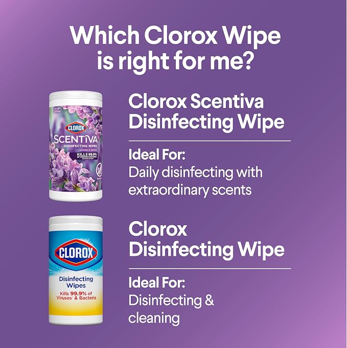 Clorox Scentiva Disinfecting Wipes, Lavender and Jasmine, Grapefruit and Orange Blossom, and Coconut and Waterlily, 75 Count Each, Pack of 3 (Package May Vary)