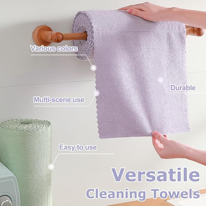 Jessy Home 80 Pack Microfiber Cleaning Cloth Roll Reusable Paper Towels 12"x12" Tear Away Cloth, Microfiber Towels for Cars, Wash Cloths, Lint Free Rags for House, Kitchen,Window,Cleaning Supplies
