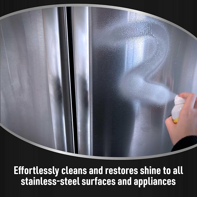 CLR Brands Spot Free Stainless Steel Cleaner - Removes Water Marks, Fingerprints and Residue from Refrigerators, Dishwashers, Ovens and More, Streak Free Shine - 12 Oz Spray Can (Pack of 1)