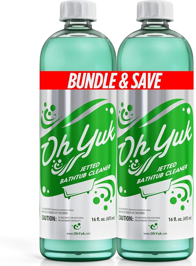 Oh Yuk Jetted Bathtub Cleaner for Jet Tubs, Whirlpools, The Most Effective Jetted Tub Cleaner, Septic Safe | Two 16 Ounce Bottles!