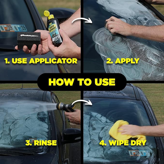 Invisible Glass 91411-6PK Glass Stripper Water Spot Remover Kit – Cerium Oxide Based Auto Glass Polish for Windshields, Hard Water Spots, Road Films & Old Coatings – 4 Fl Oz (Pack of 6)