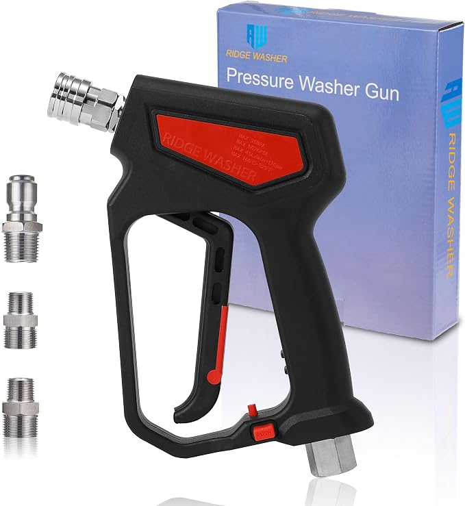 RIDGE WASHER Pressure Washer Gun 5000 PSI, 1/4'' Quick Connector | Power Washer Short Gun with 3/8" Quick Connect, 12 GPM, M22 Fitting