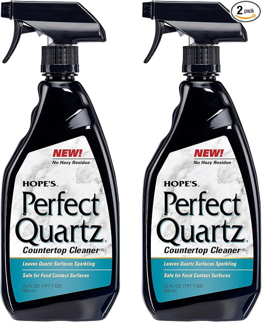 HOPE'S Perfect Quartz Countertop Cleaner, No Hazy Residue, Streak-Free, Safe on Food Contact Surfaces, Fragrance-Free, Sunscreen-Free, Counter Cleaner for All Brands of Quartz, 23 Fl Oz, Pack of 2