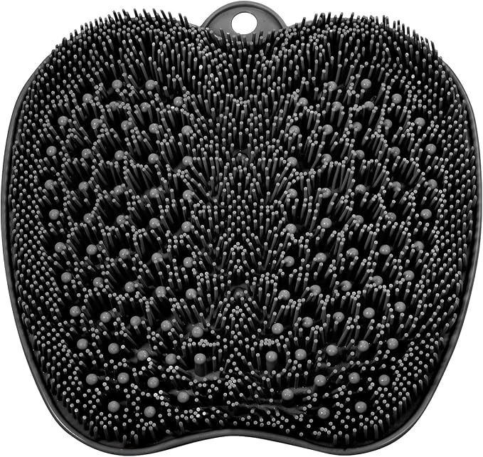 BESKAR Larger Shower Foot Scrubber Mat with Non-Slip Suction Cups- Cleans, Smooths, Exfoliates & Massages your Feet Without Bending, Improve Foot Circulation & Soothes Tired Feet- Black | Cleans, Smooths, Exfoliates, Massages Your Feet Without Bending,...