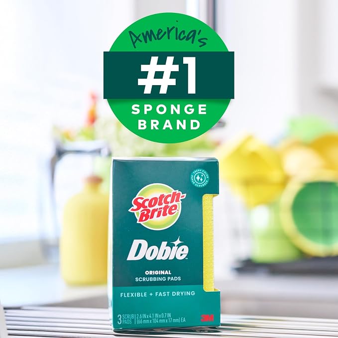 3M Scotch-Brite Dobie All Purpose Pads, 3Count (Pack of 4) Total 12 Pads