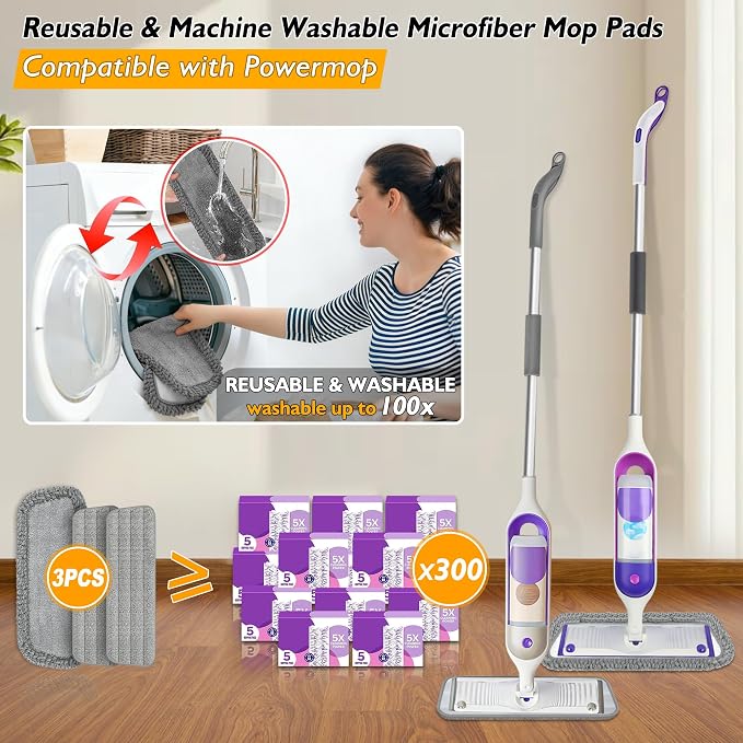 Spray Mop for Floor Cleaning: Microfiber Wet Dry Mops with 3 Washable Pads | Leak-proof Refillable Bottle, 360° Swivel Head, Lightweight Floor Mops with Sprayer for Hardwood Laminate Tile Wood Vinyl