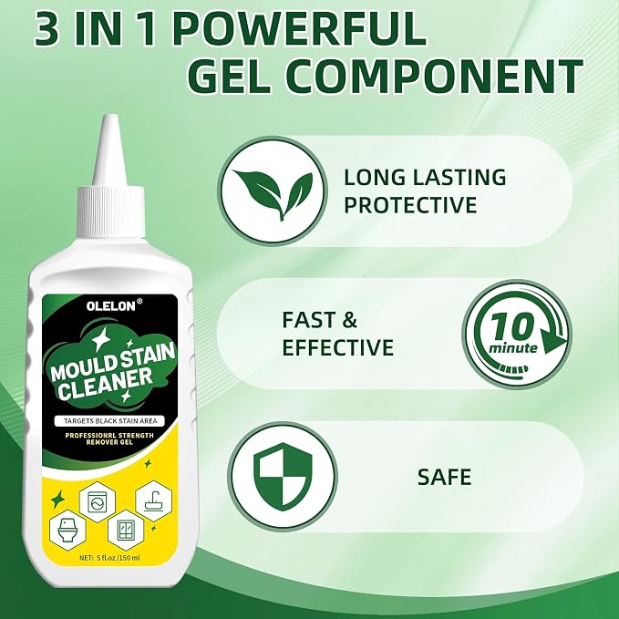 OLELON Mold Stain Remover Gel for Washing Machine Cleaner and Tile Grout | 2 Pack Mold Remover Gel for Washer Front Rubber Seal, Shower, Kitchen and Bathroom