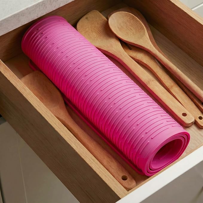 MicoYang Silicone Dish Drying Mat for Multiple Usage,Easy clean,Eco-friendly,Heat-resistant Silicone Mat for Kitchen Counter or Sink,Refrigerator or Drawer Liner Rose 5XL 36inches x 18inches