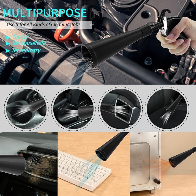 GOCCIDA Car Dry Cleaning Gun Tornado Air Blow Gun | Car Detailing Kit Interior Cleaner,Car Detailing Tools for Car Quickly Blasts Dirt and Dust with Nozzle and Dusting Brush