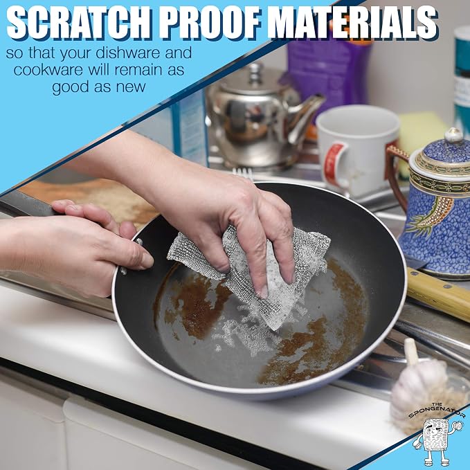 Kitchen Sponges for Dishes, Scouring Pads Non Scratch Scrubbers | Multi-surface non-metal dish scouring scrubbers for fast cleaning; heavy duty, non-scratch scrubbing sponges